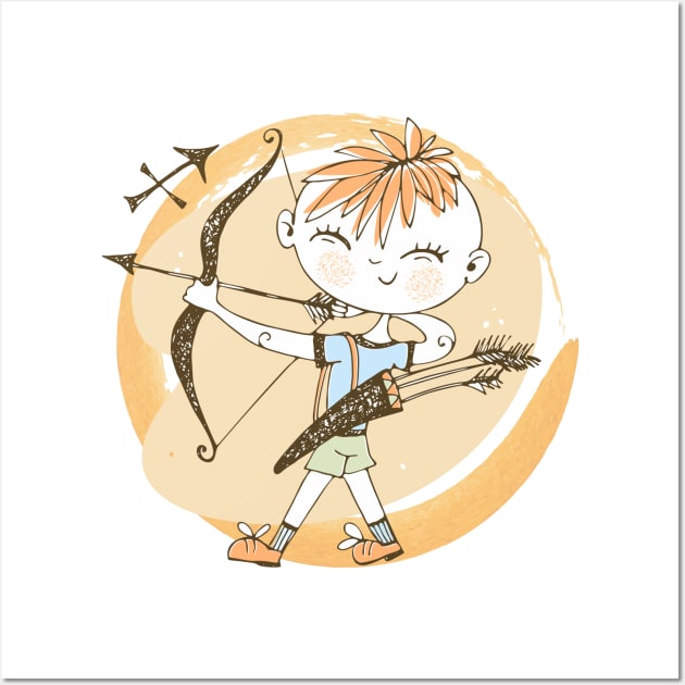 Zodiac Sagittarius Cute Kid Design Horoscope Gift Wall Art by The Little Store Of Magic